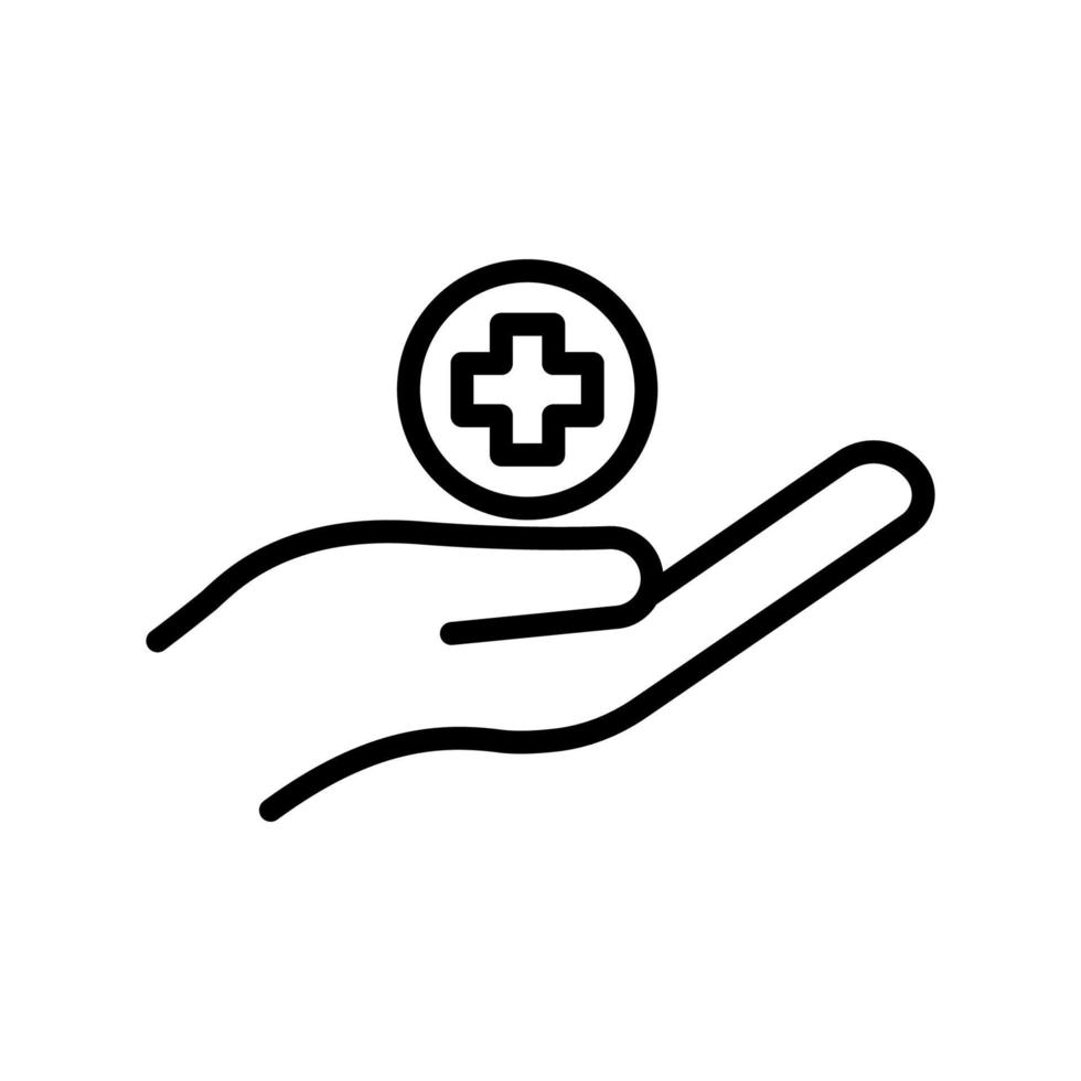 icône de ligne de main avec la santé. symbole de charité, don, humanité. trait modifiable. vecteur de modèle de conception
