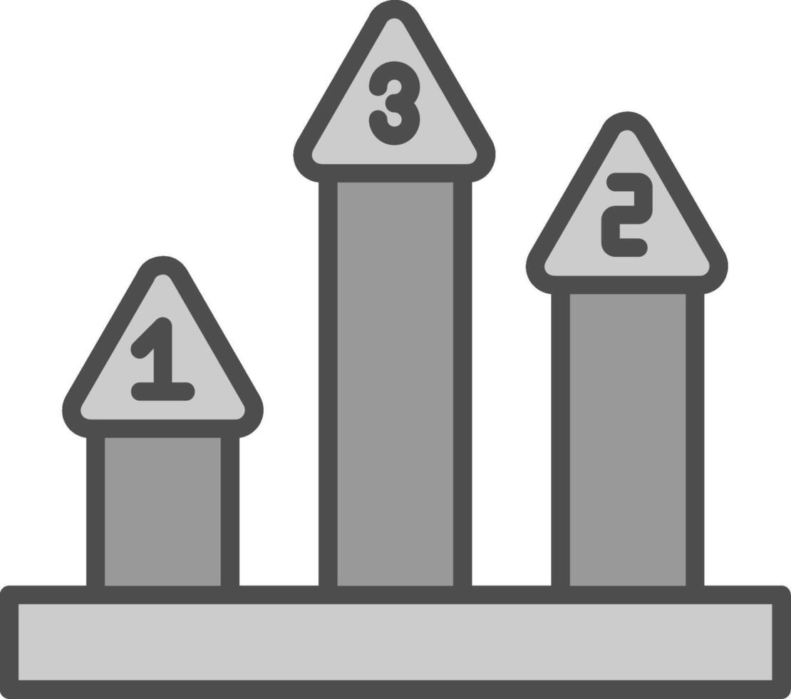 podium ligne rempli niveaux de gris icône conception vecteur
