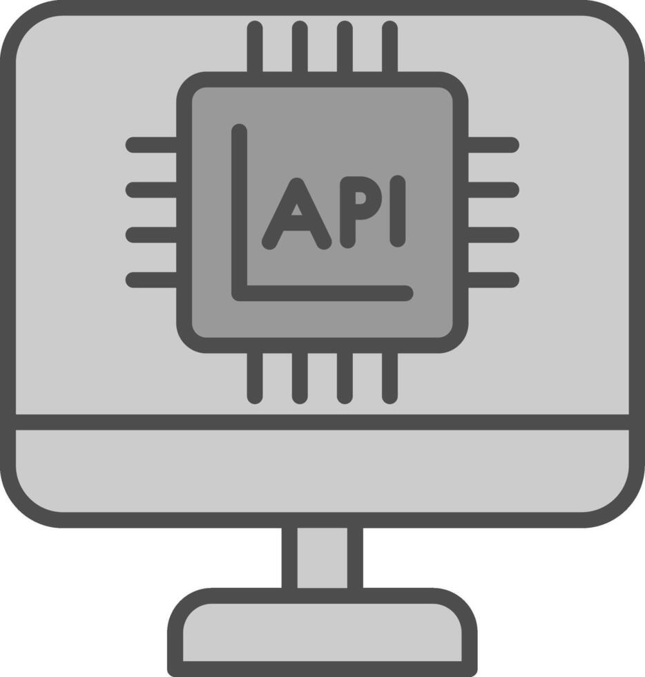 api interface ligne rempli niveaux de gris icône conception vecteur