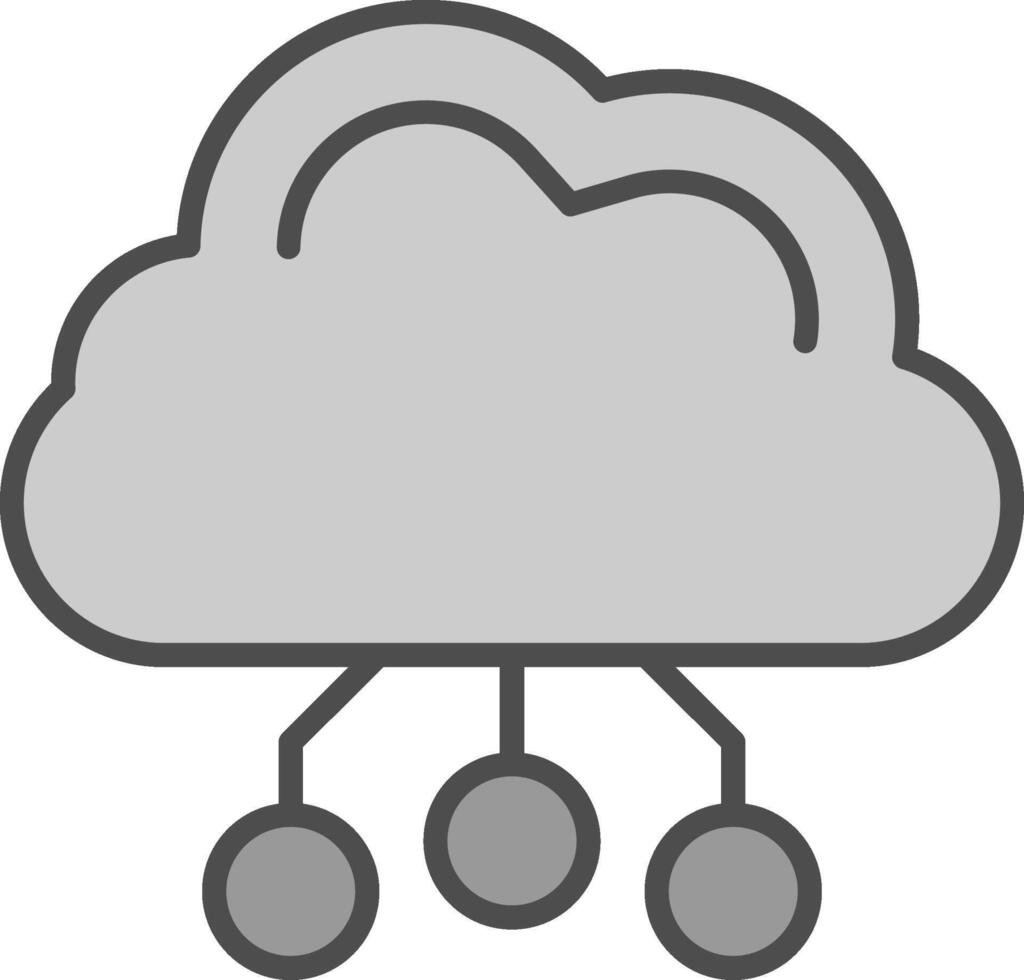 numérique nuage ligne rempli niveaux de gris icône conception vecteur