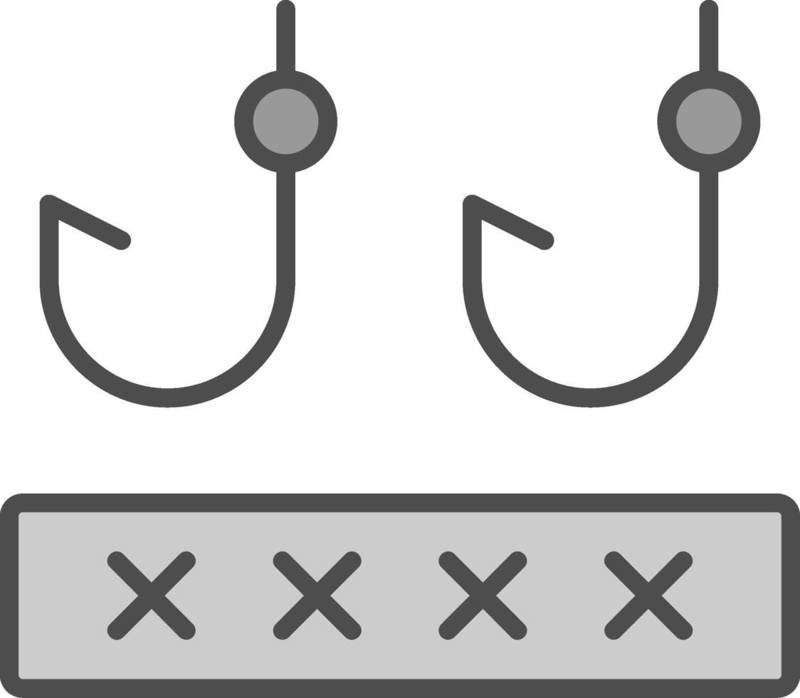 hameçonnage ligne rempli niveaux de gris icône conception vecteur