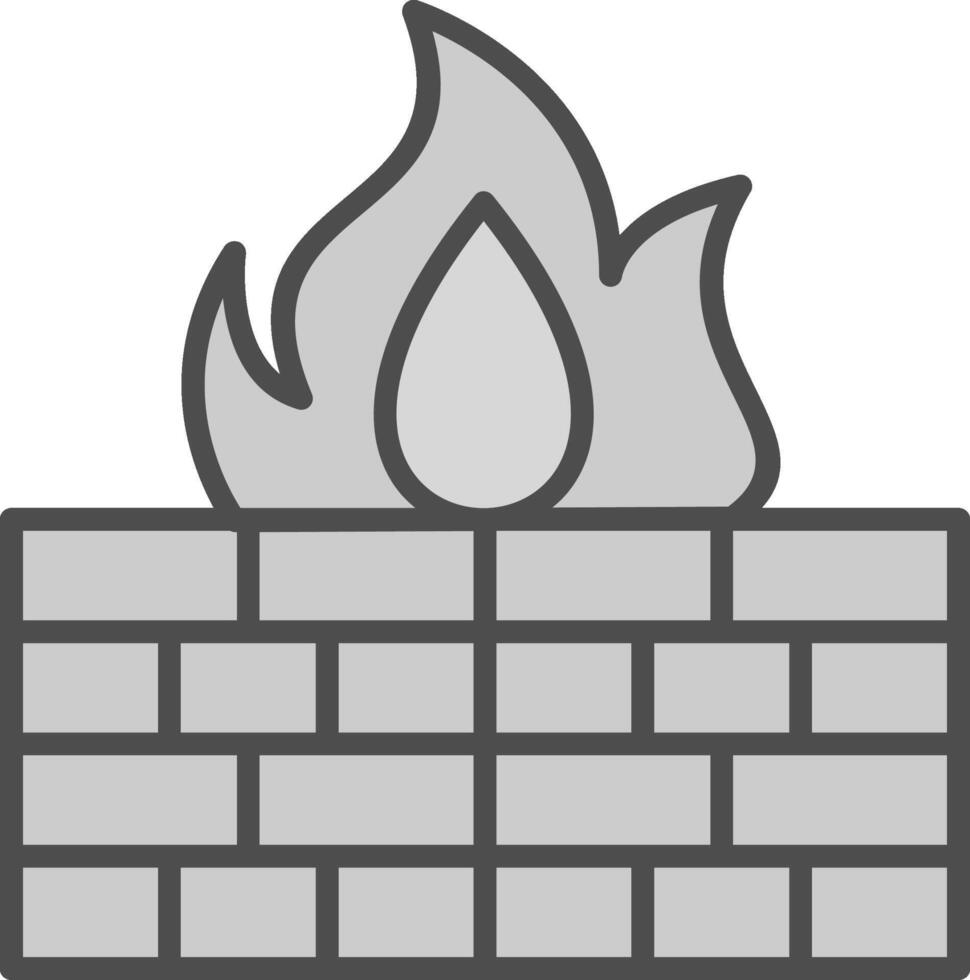 pare-feu ligne rempli niveaux de gris icône conception vecteur