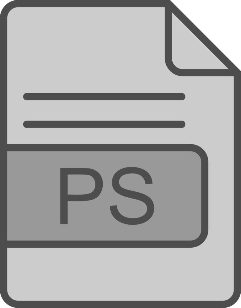ps fichier format ligne rempli niveaux de gris icône conception vecteur