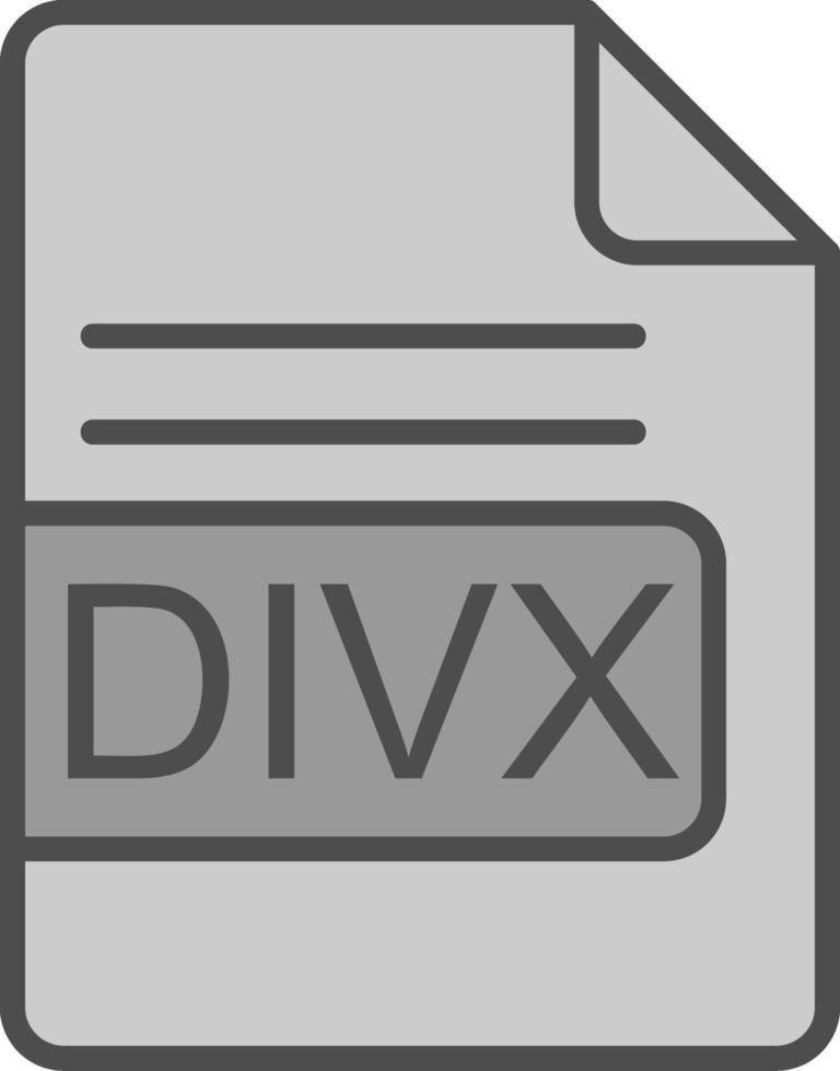 divx fichier format ligne rempli niveaux de gris icône conception vecteur