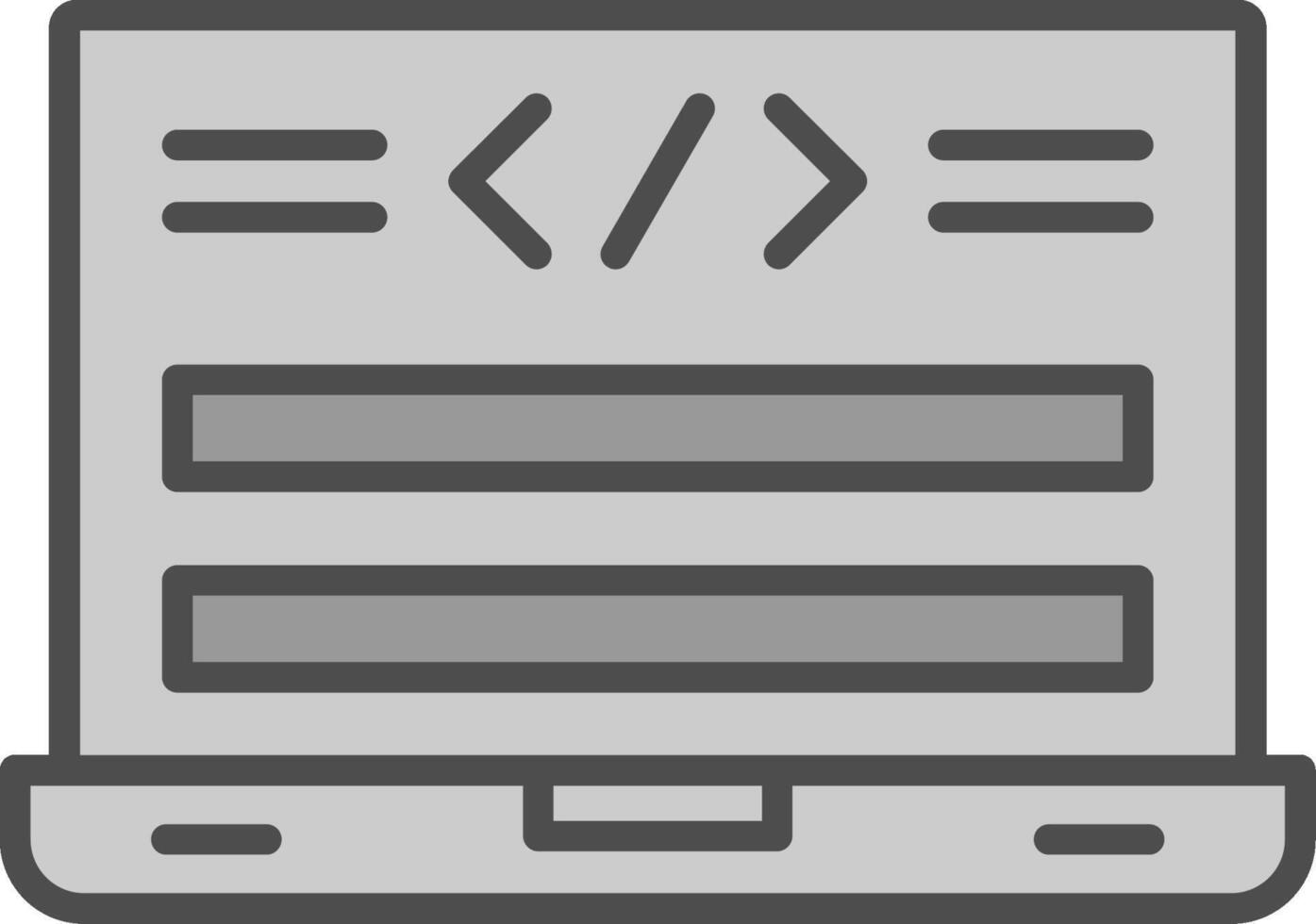 html code ligne rempli niveaux de gris icône conception vecteur