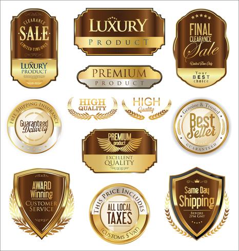 Insignes et étiquettes de luxe premium doré vecteur