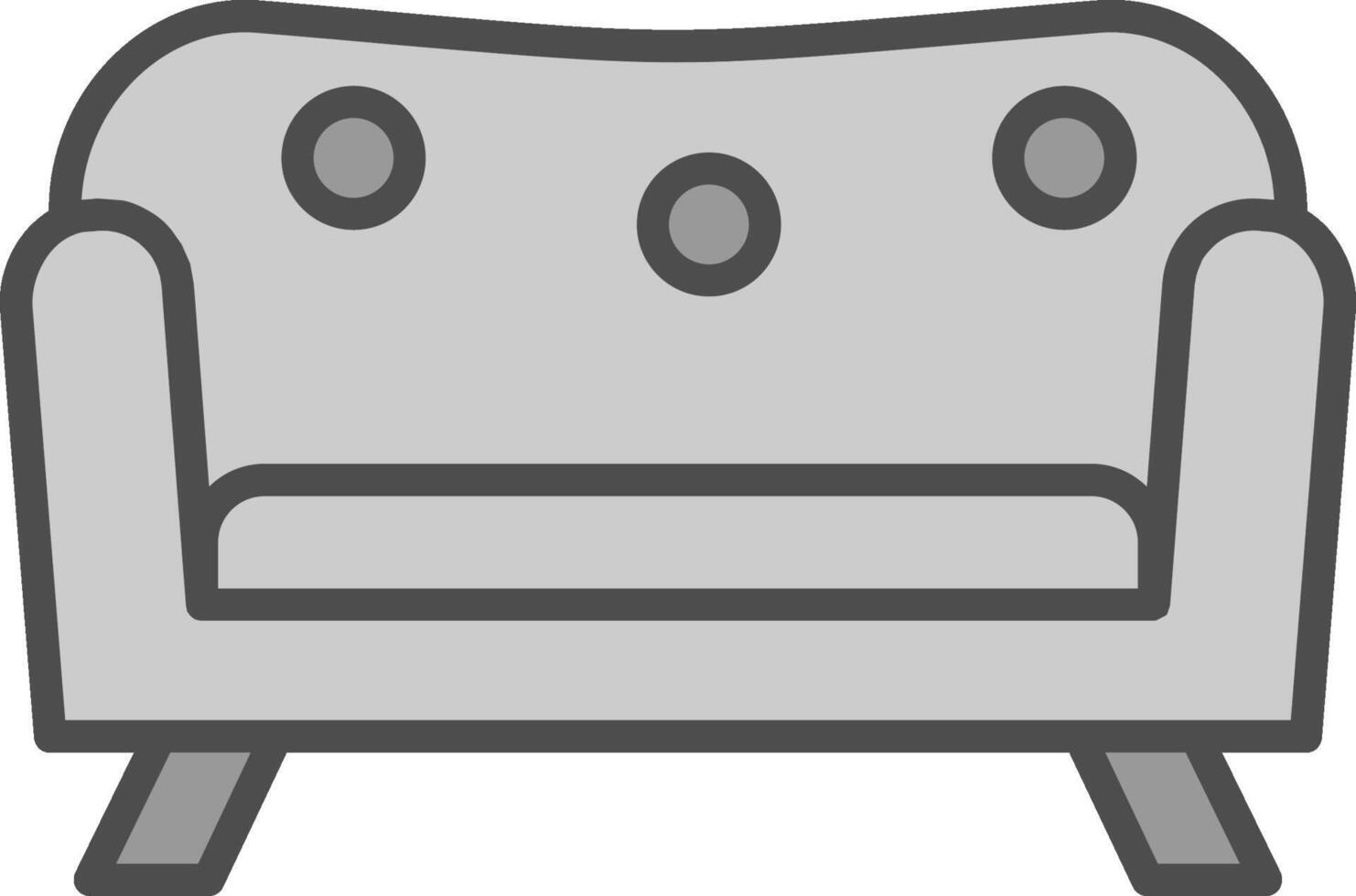 canapé ligne rempli niveaux de gris icône conception vecteur