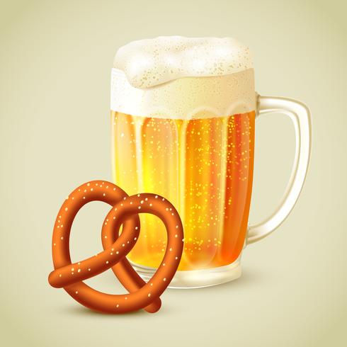 Chope de bière bretzel emblème vecteur