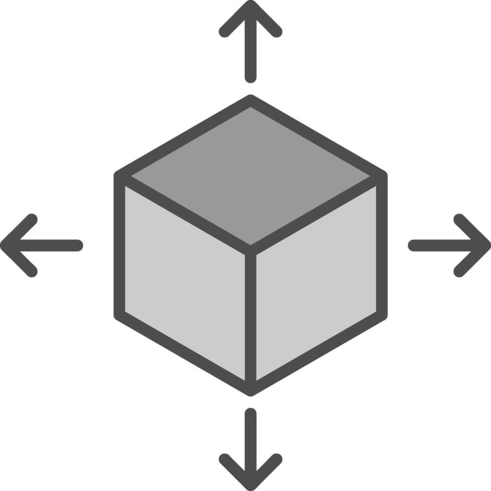 cube ligne rempli niveaux de gris icône conception vecteur