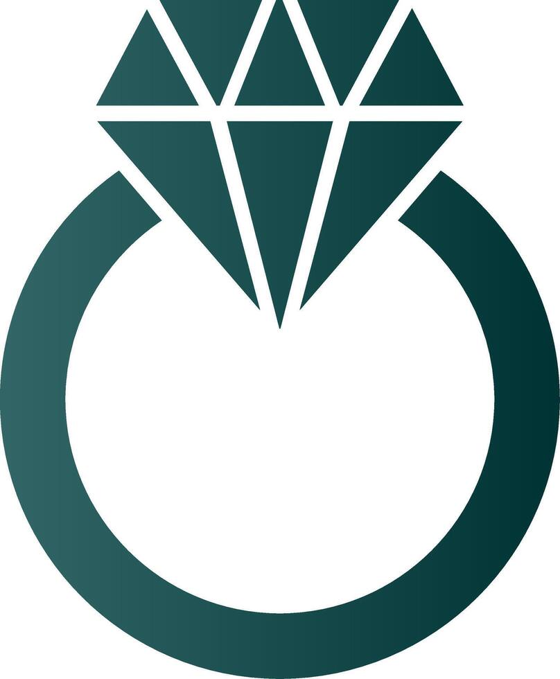 diamant bague glyphe pente icône vecteur