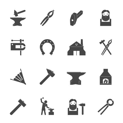 Forgeron Icons Set vecteur