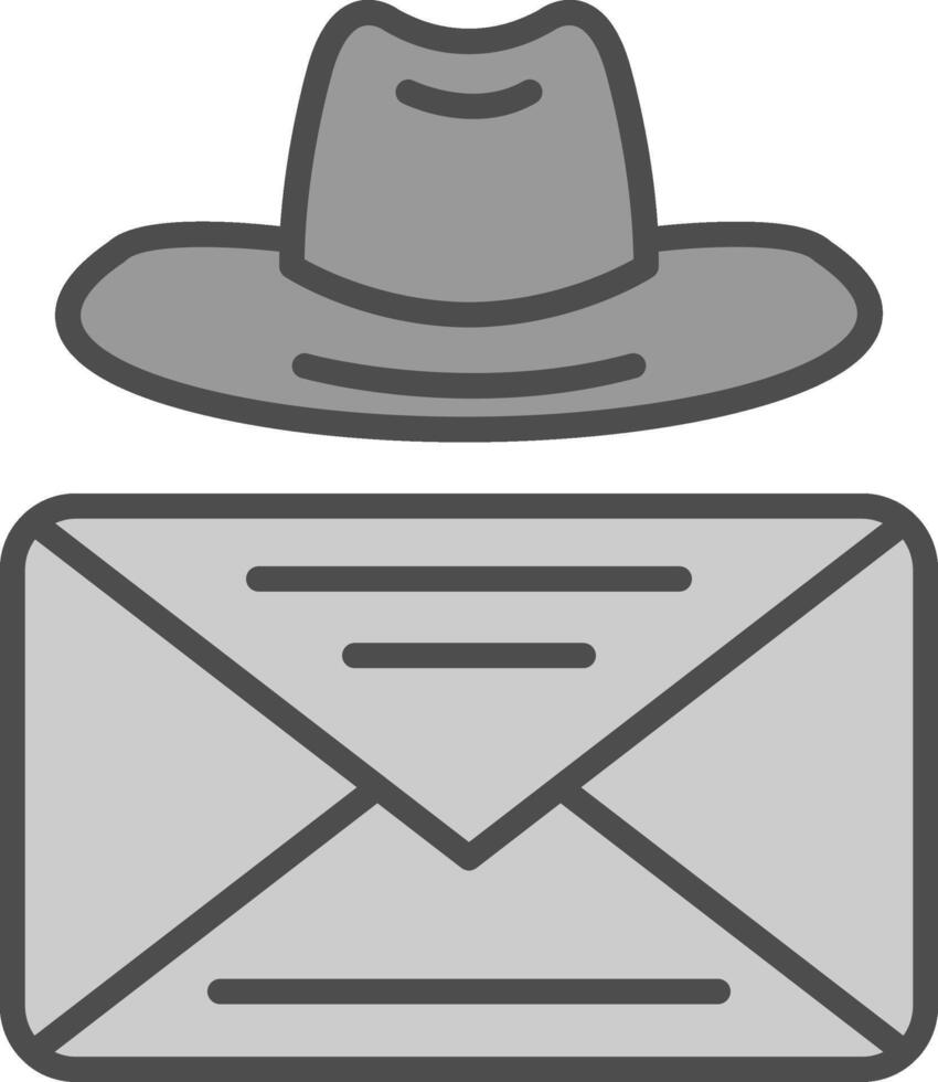 courrier ligne rempli niveaux de gris icône conception vecteur