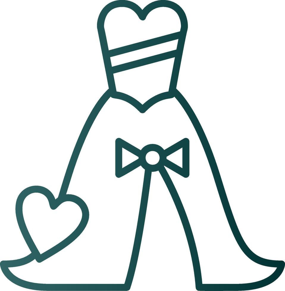 icône de dégradé de ligne de robe de mariée vecteur
