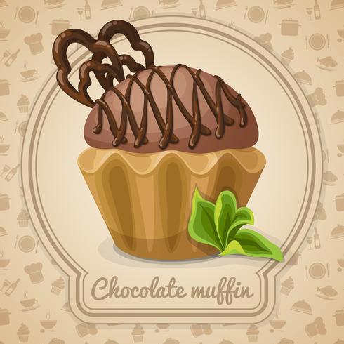 Affiche muffin au chocolat vecteur