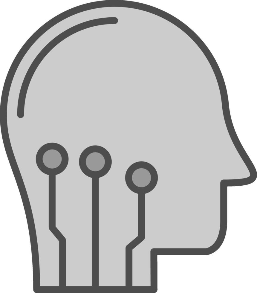 artificiel intelligence ligne rempli niveaux de gris icône conception vecteur