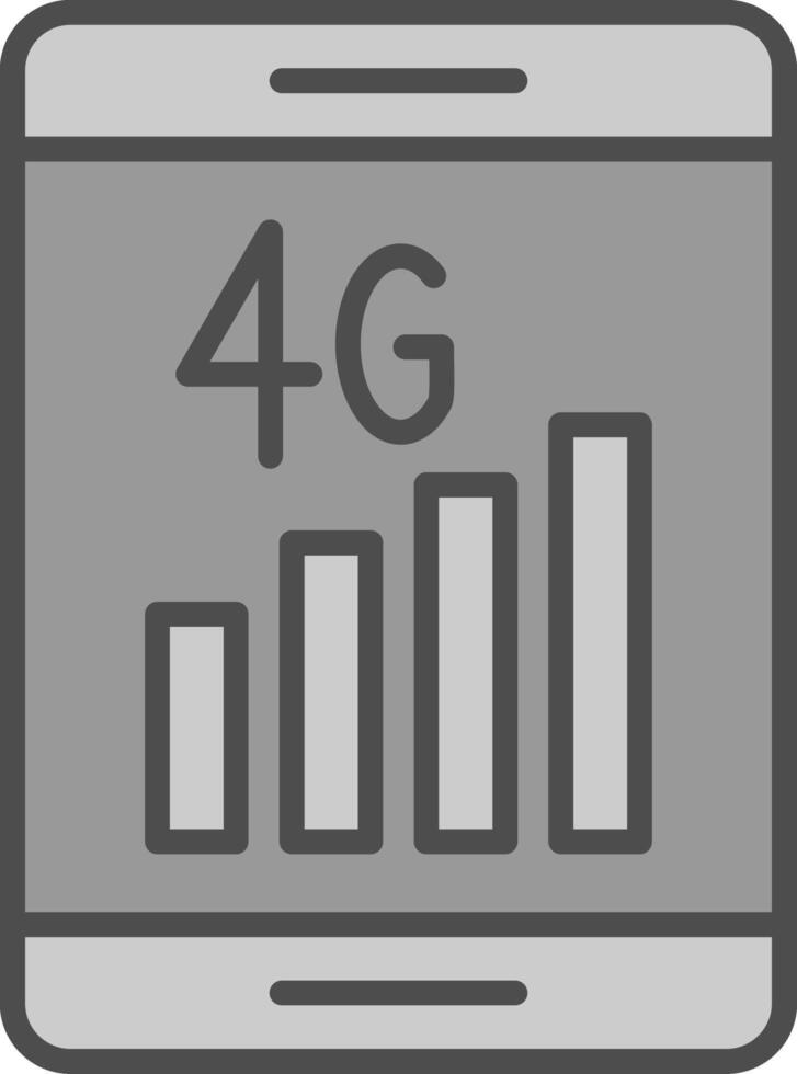 4g ligne rempli niveaux de gris icône conception vecteur