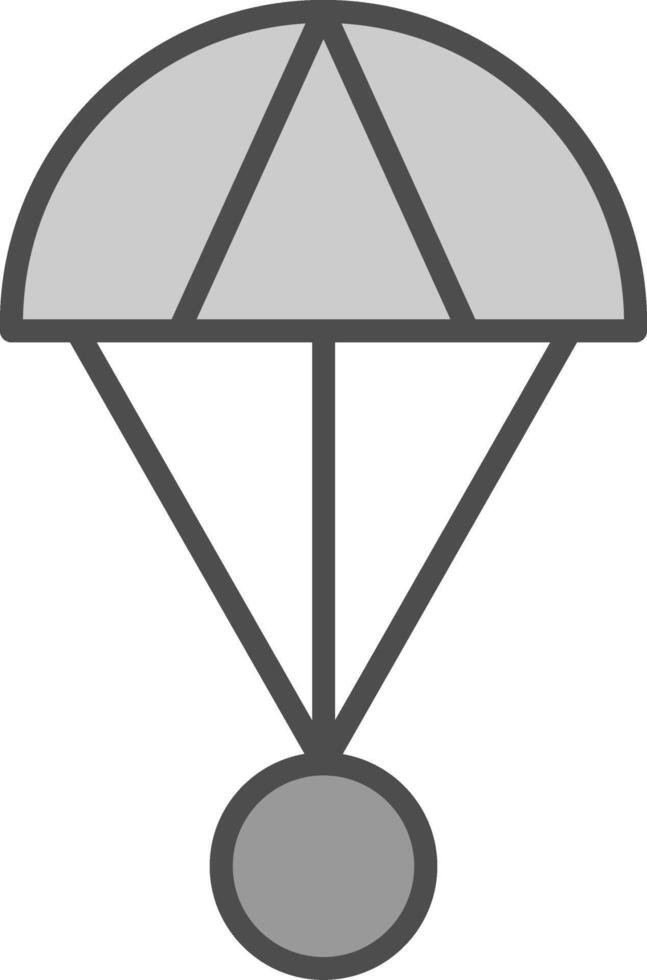 saut en parachute ligne rempli niveaux de gris icône conception vecteur