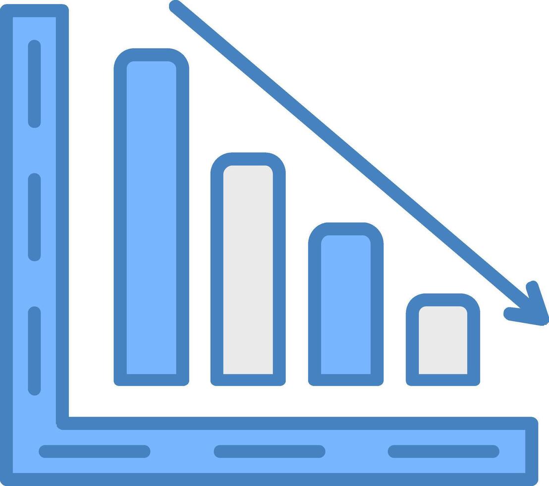 bar graphique ligne rempli bleu icône vecteur