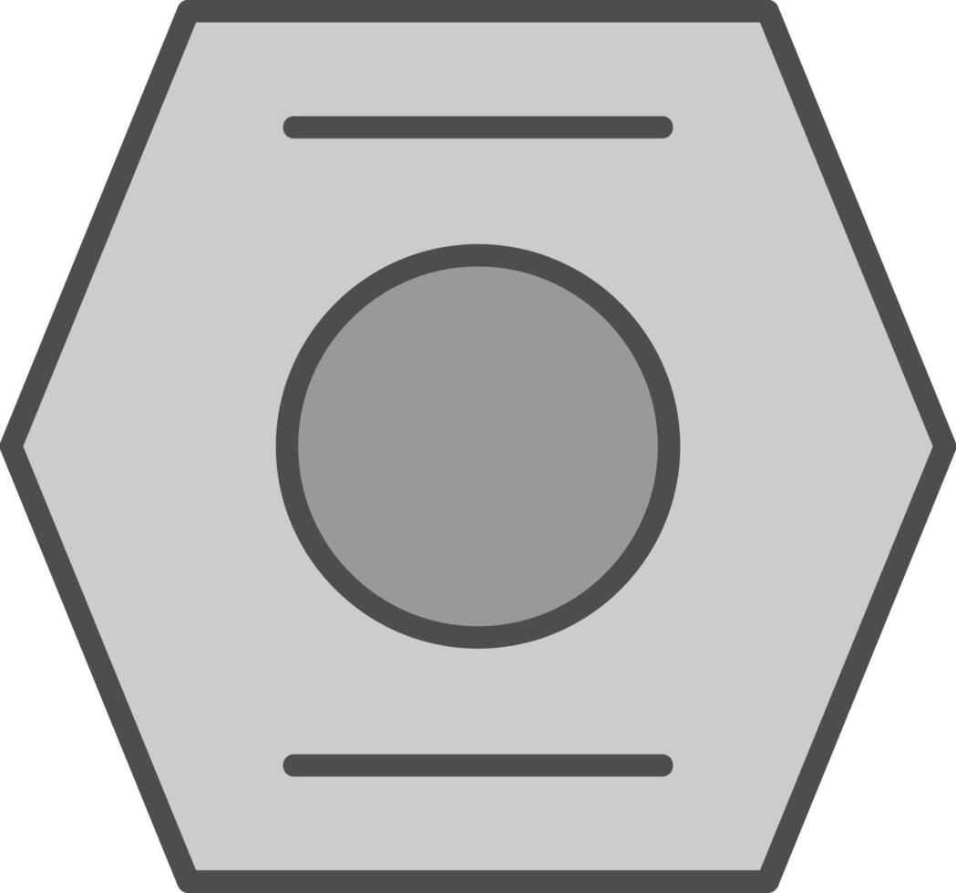 écrou ligne rempli niveaux de gris icône conception vecteur