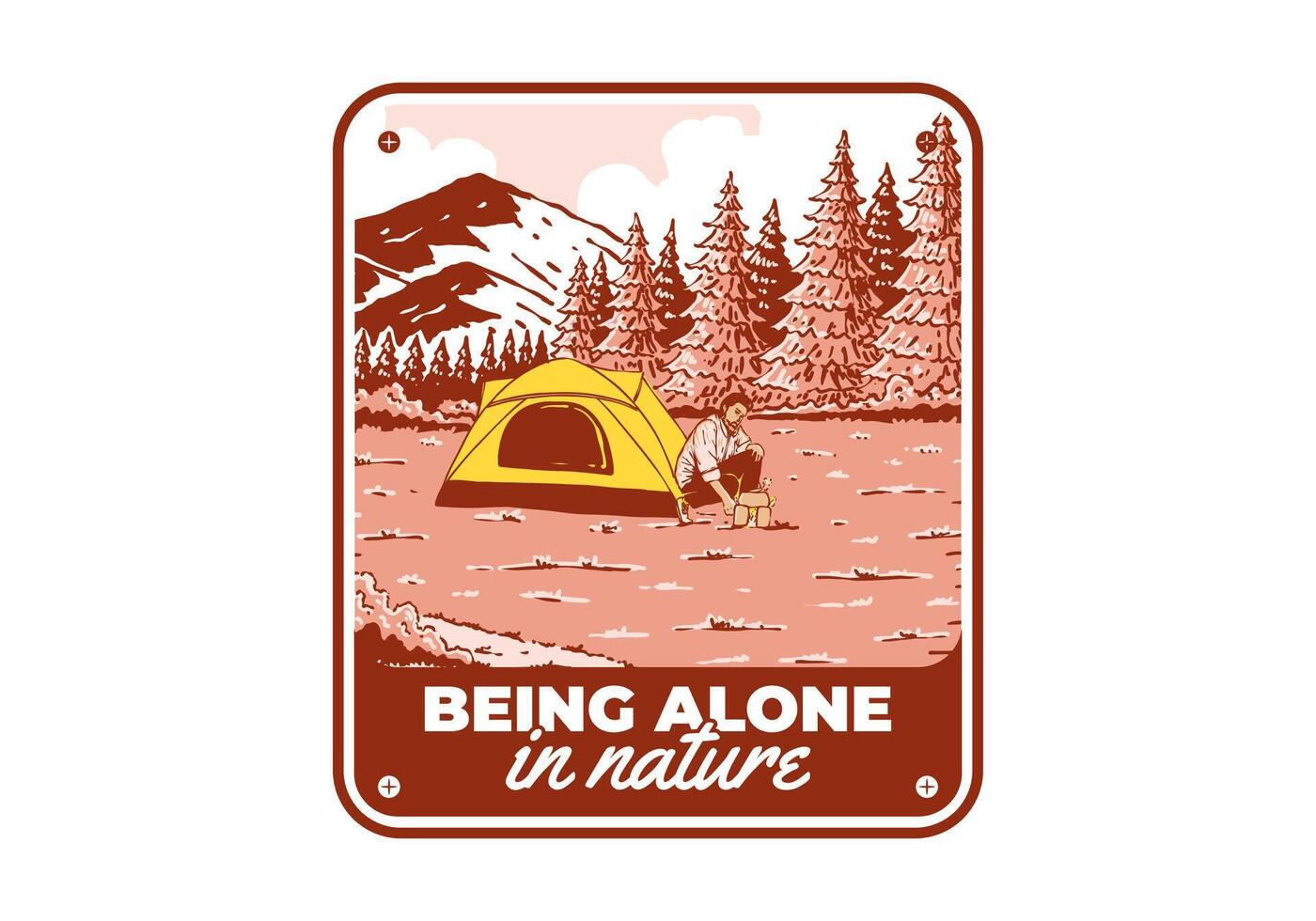 camping seul dans la nature. ancien Extérieur illustration badge conception vecteur