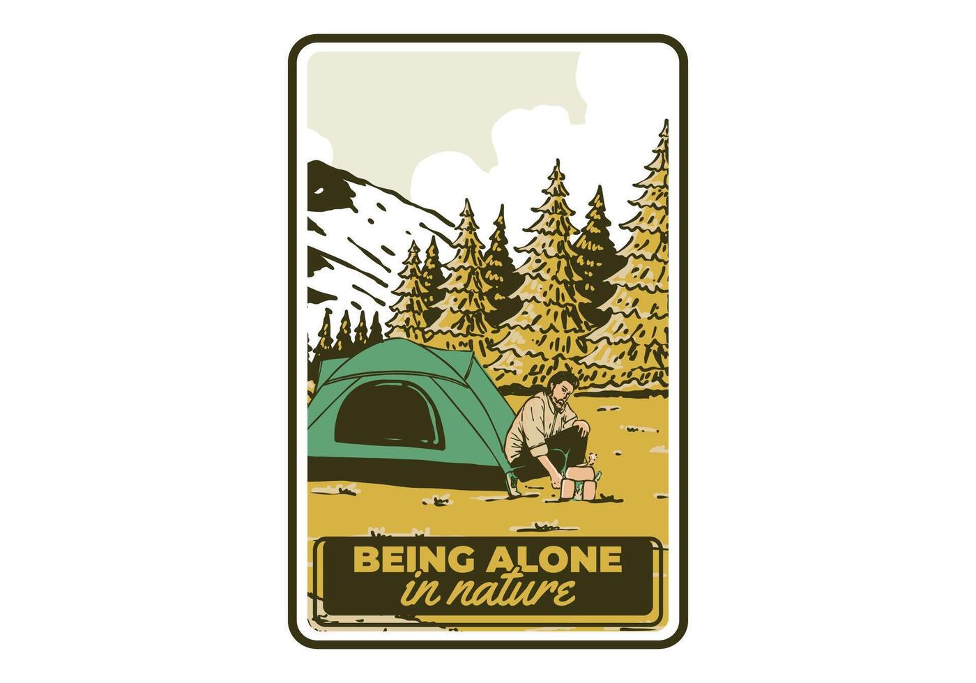 camping seul dans la nature. ancien Extérieur illustration badge conception vecteur