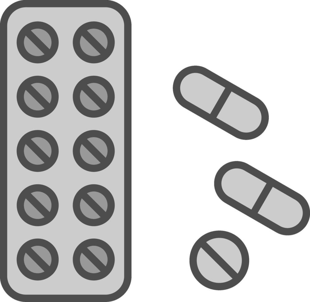 pilules ligne rempli niveaux de gris icône conception vecteur