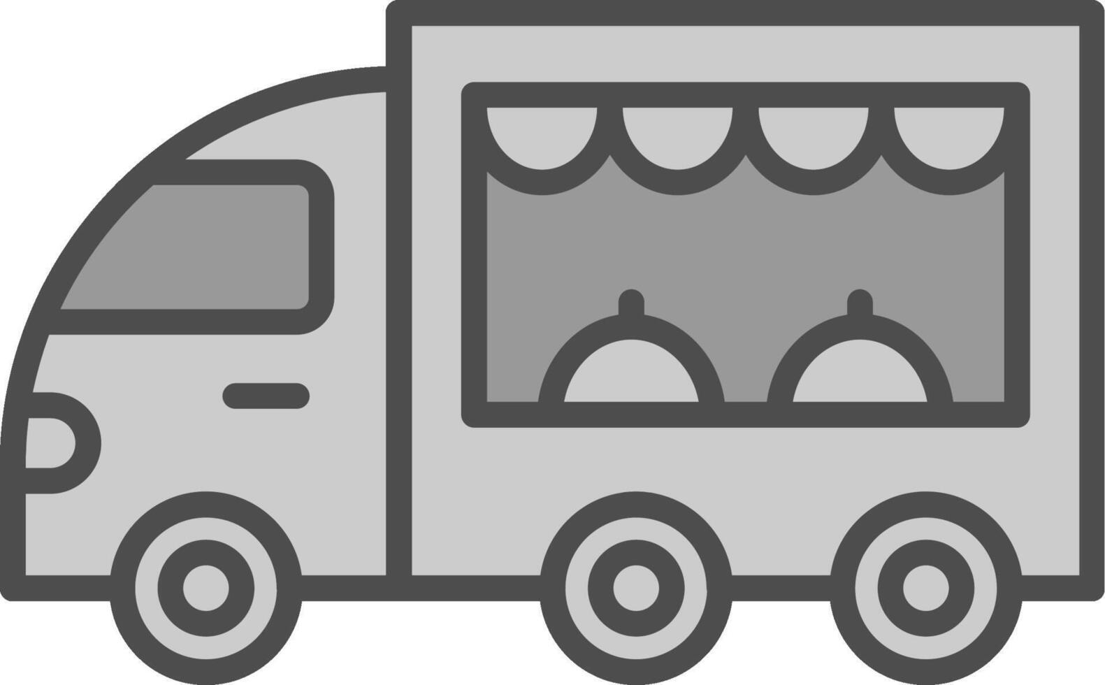 nourriture un camion ligne rempli niveaux de gris icône conception vecteur