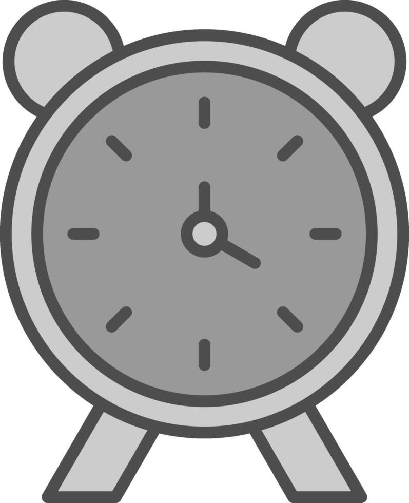alarme l'horloge ligne rempli niveaux de gris icône conception vecteur