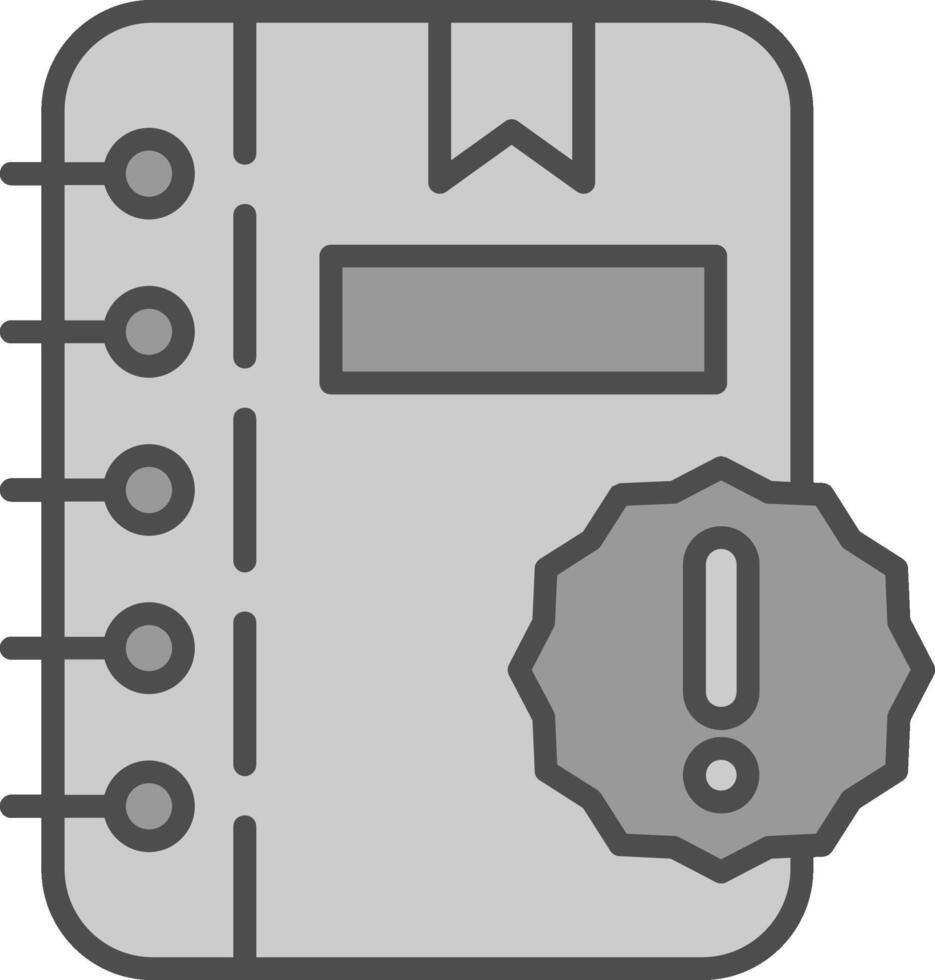 bloc-notes ligne rempli niveaux de gris icône conception vecteur