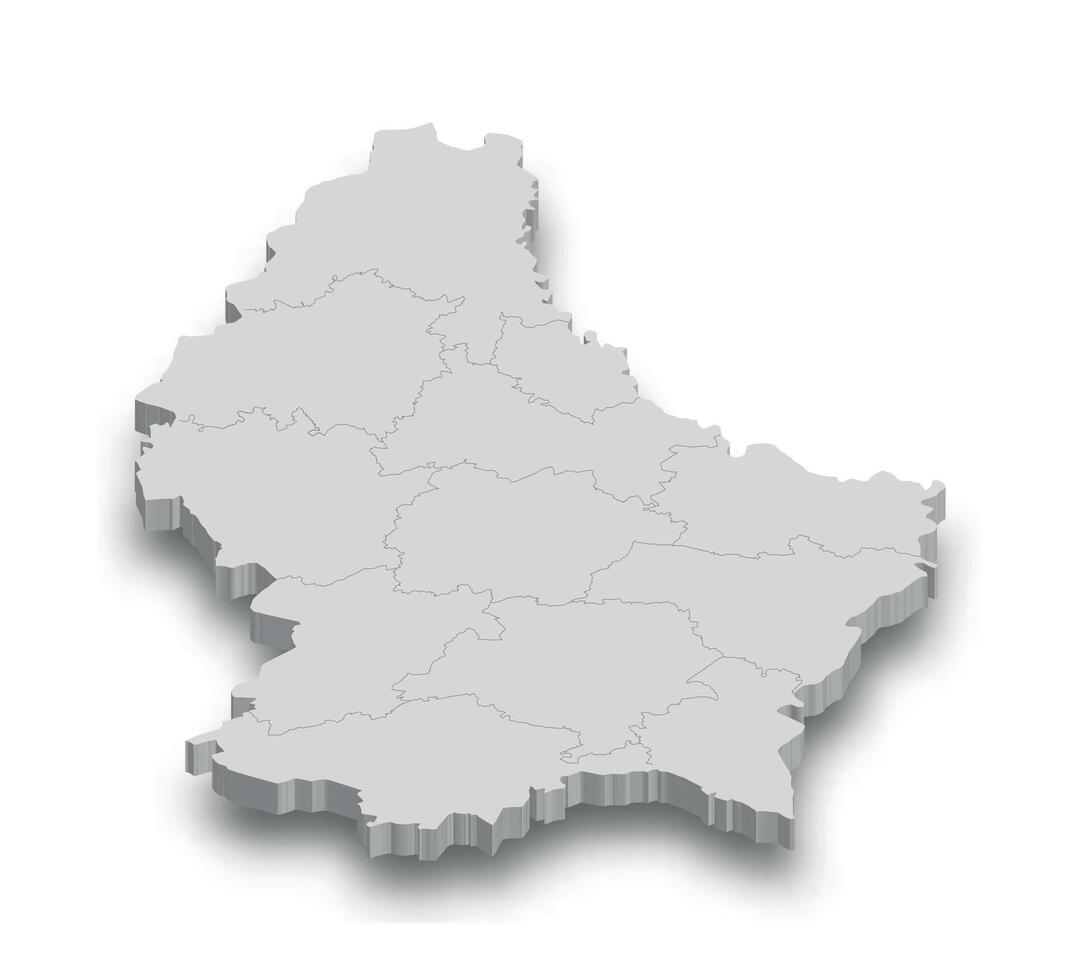 3d Luxembourg blanc carte avec Régions isolé vecteur