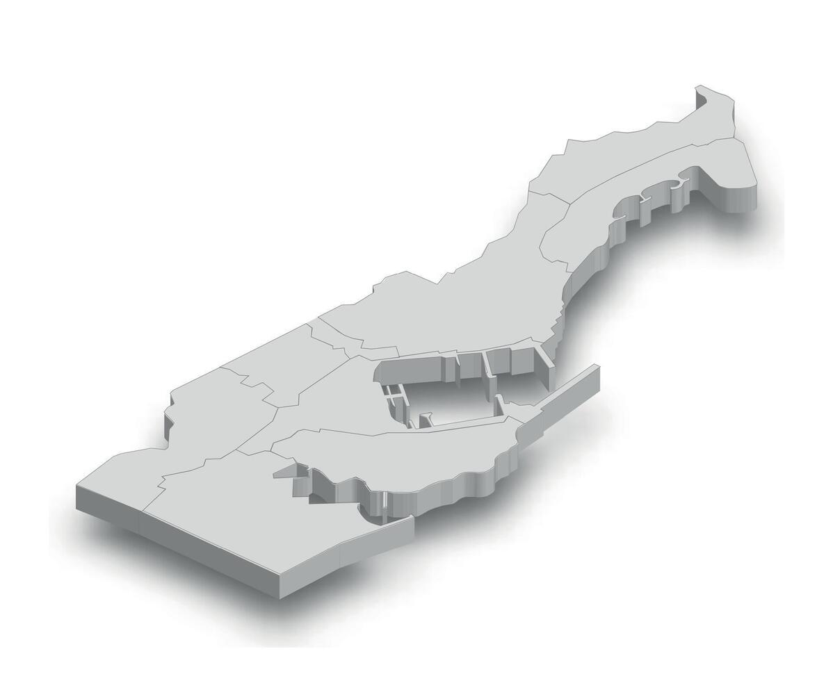 3d Monaco blanc carte avec Régions isolé vecteur