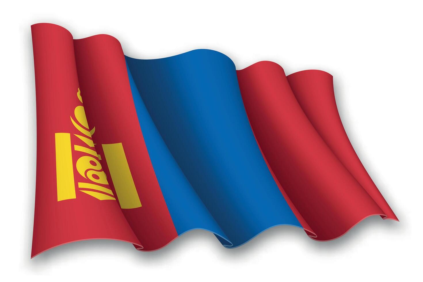 réaliste agitant drapeau de Mongolie vecteur