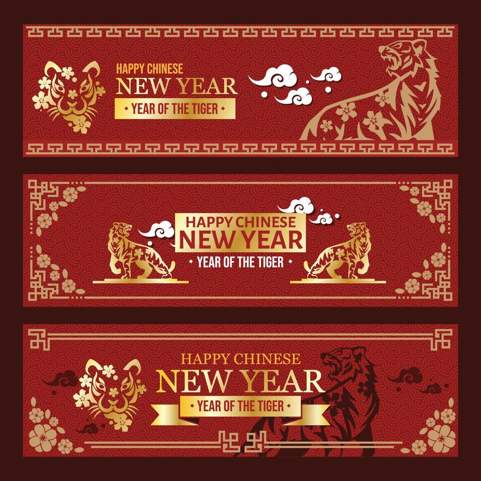 ensemble de bannières du nouvel an chinois 2022 vecteur