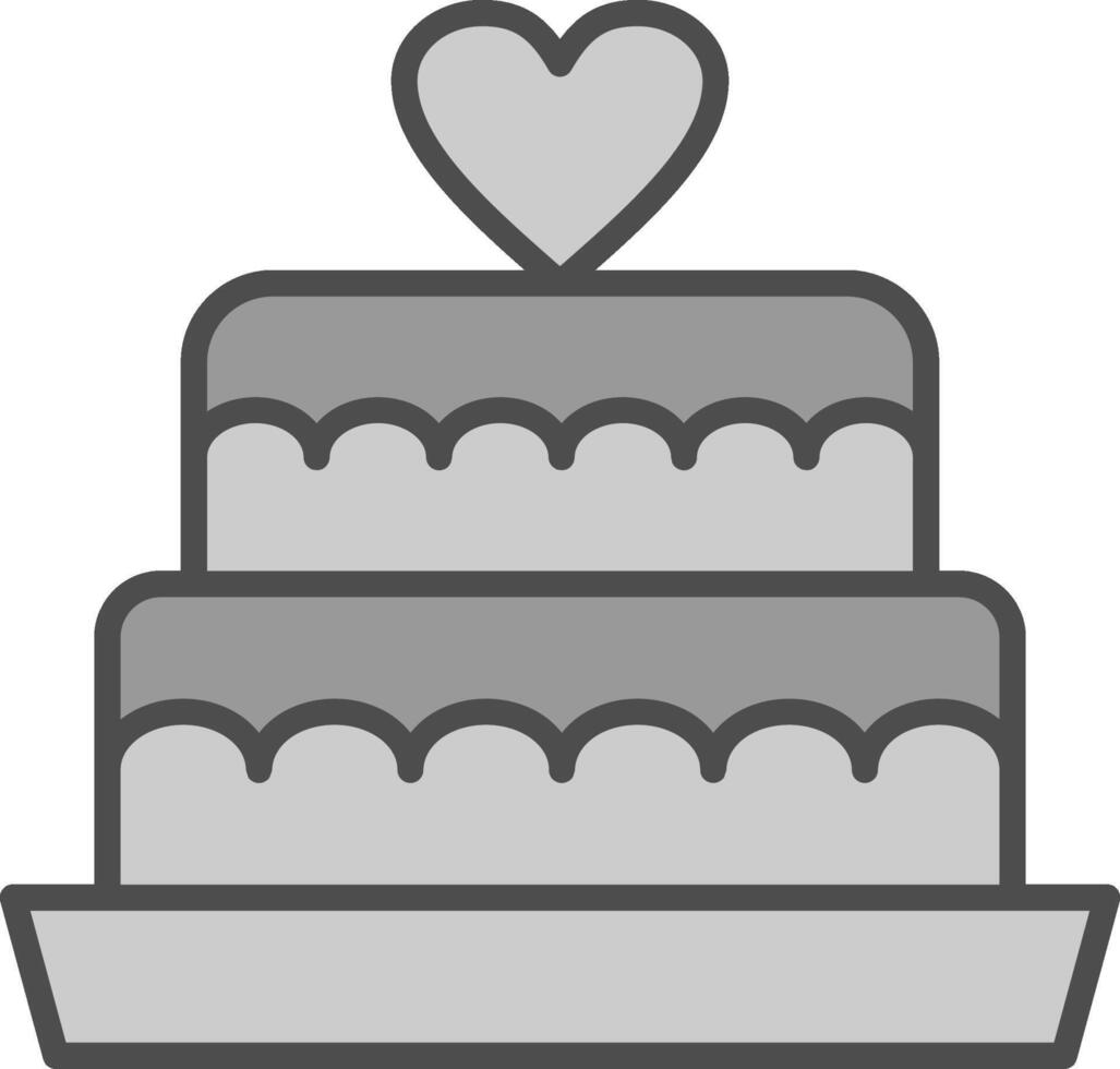 mariage gâteau ligne rempli niveaux de gris icône conception vecteur