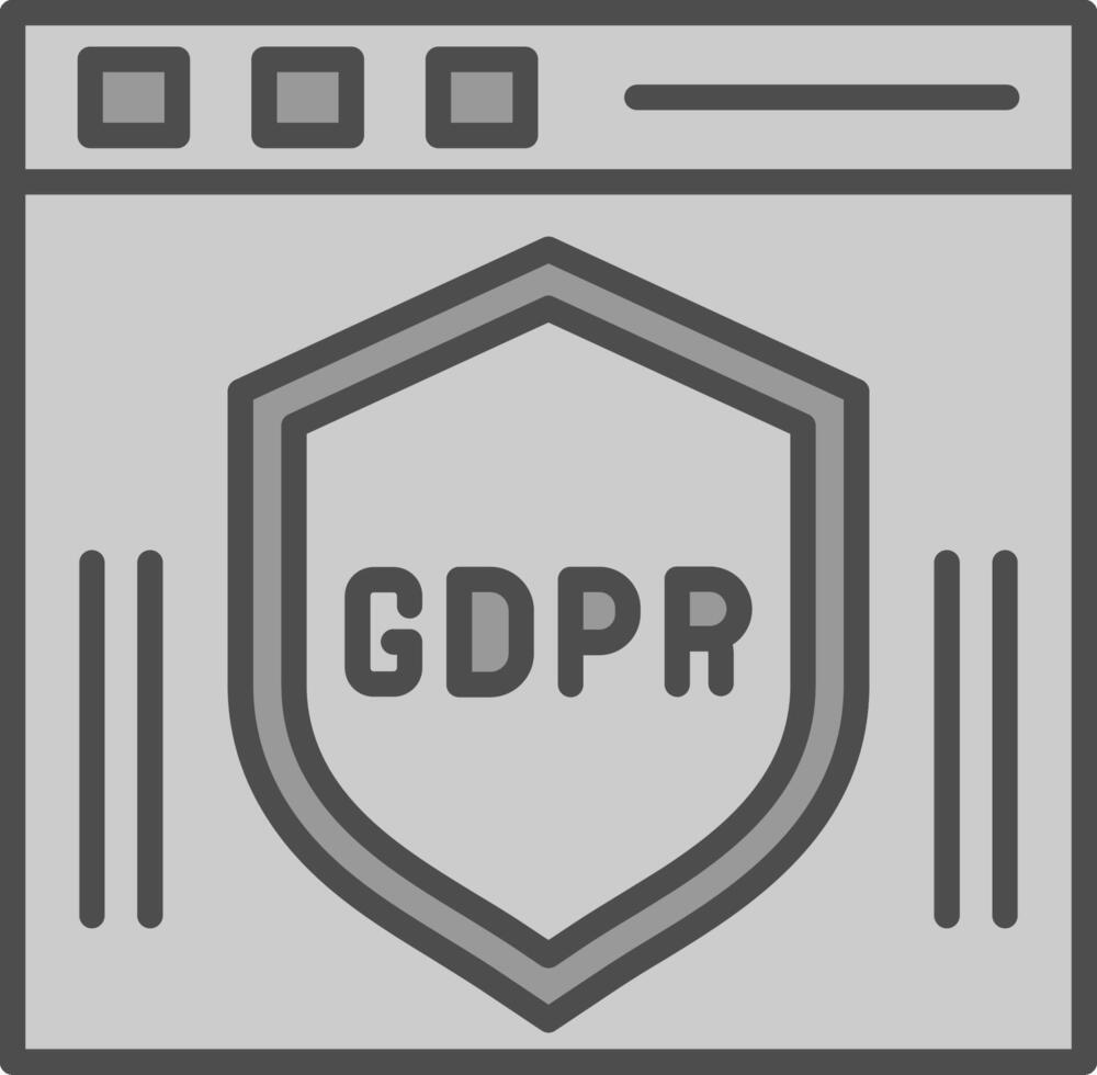 GDPR ligne rempli niveaux de gris icône conception vecteur