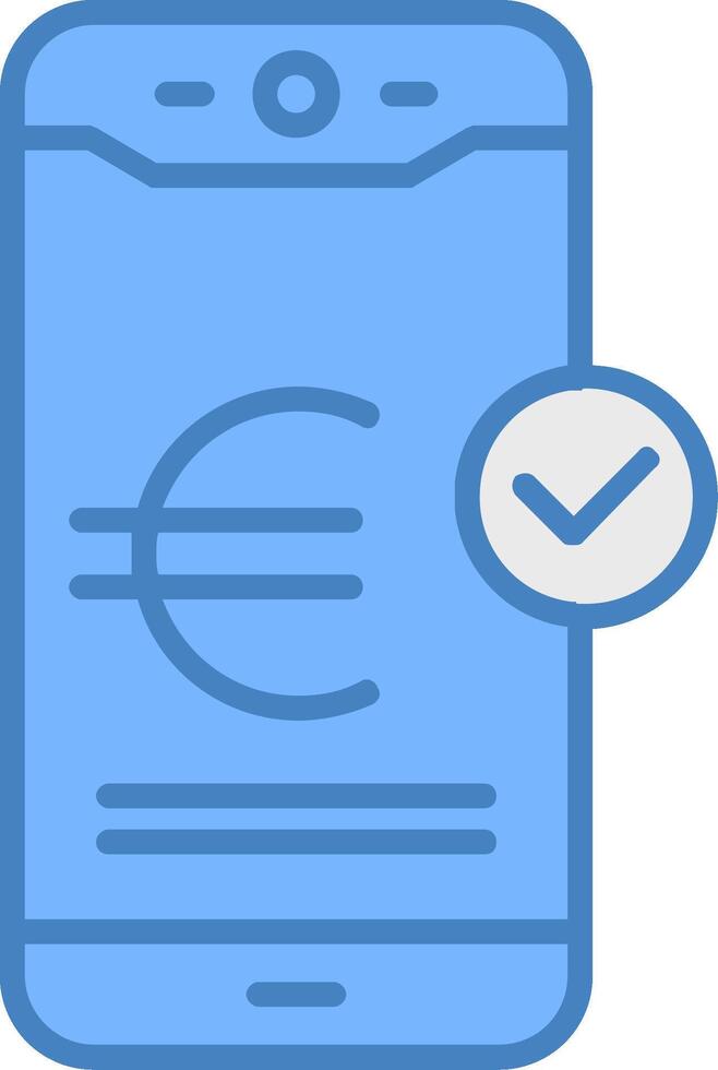 euro Payer ligne rempli bleu icône vecteur