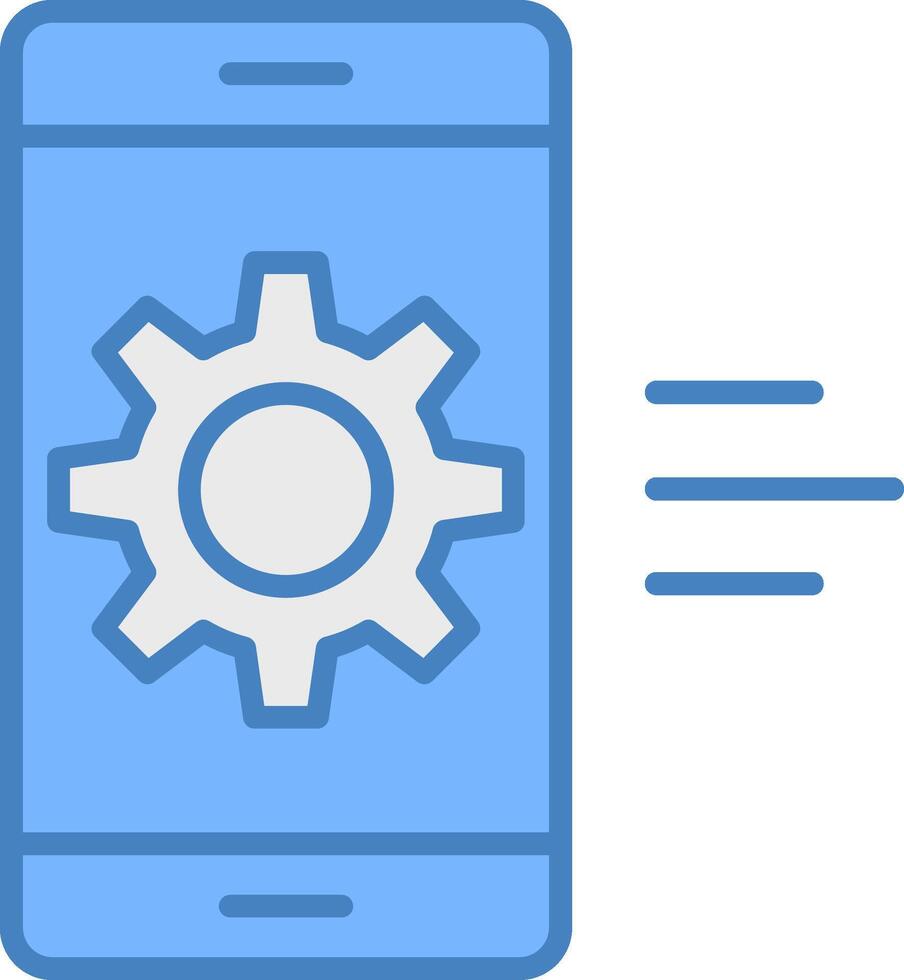 app développement ligne rempli bleu icône vecteur