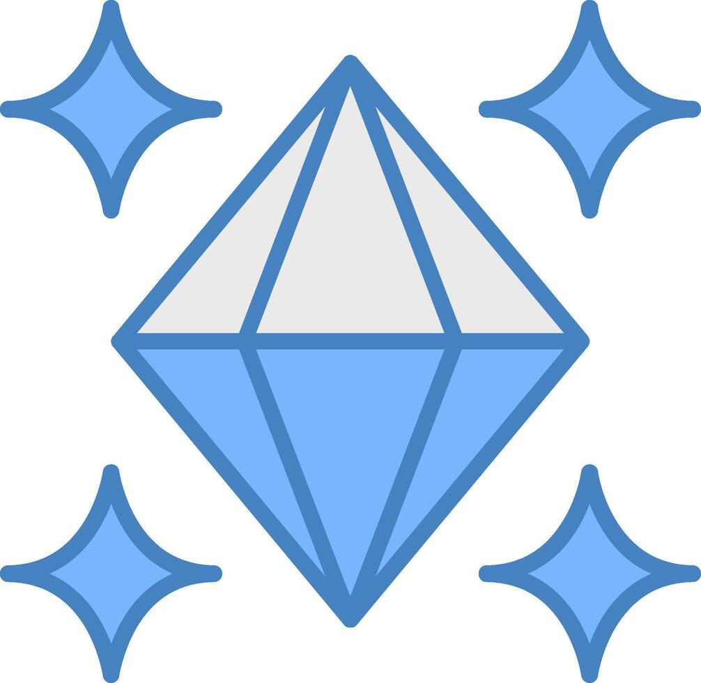 cristal ligne rempli bleu icône vecteur