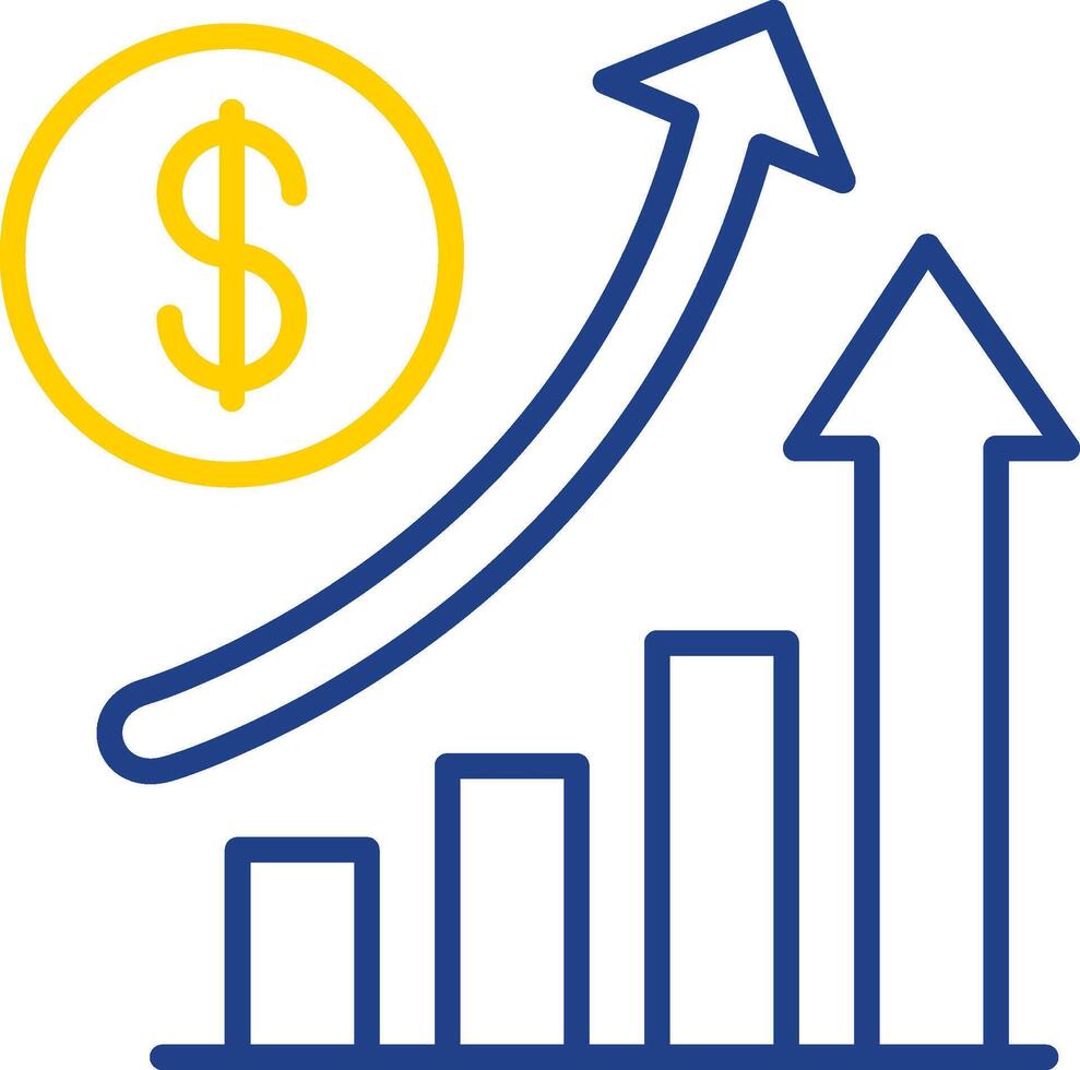 augmenter Ventes ligne deux Couleur icône conception vecteur