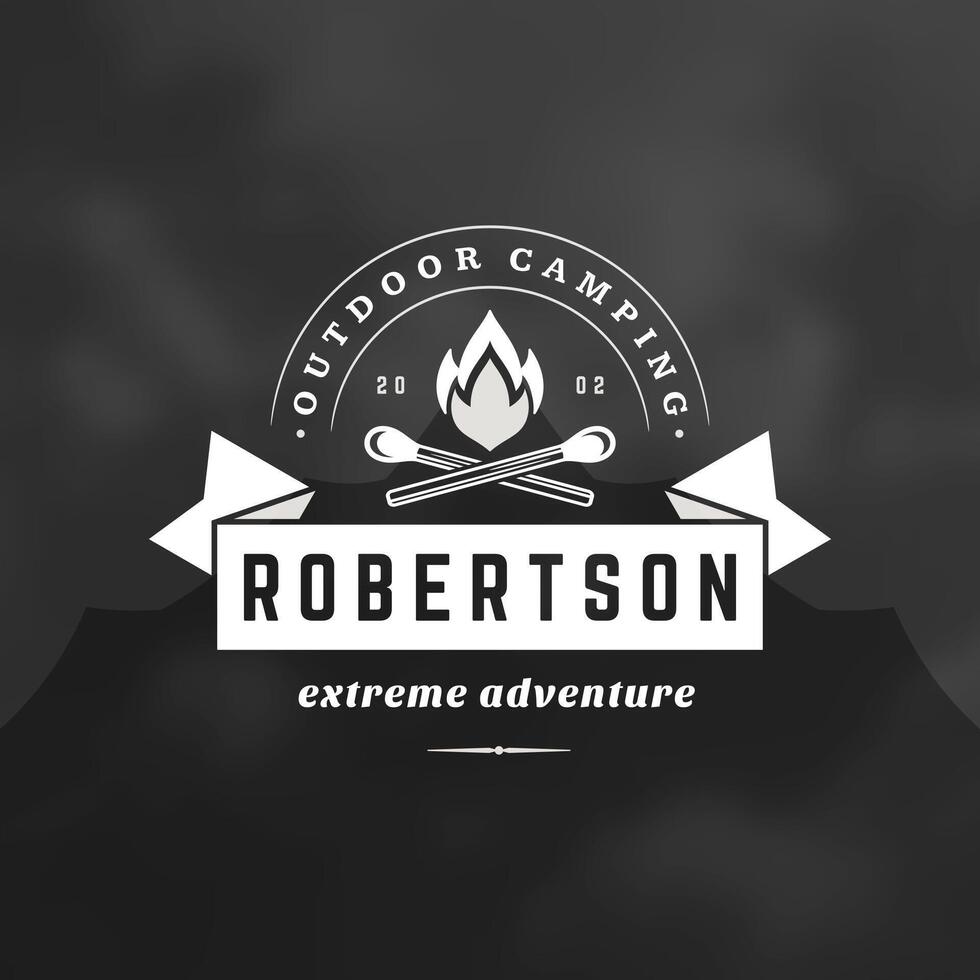 forêt camping logo emblème illustration. vecteur