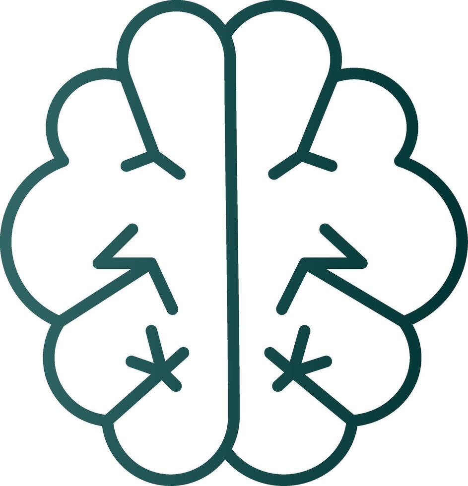 icône de gradient de ligne de cerveau vecteur