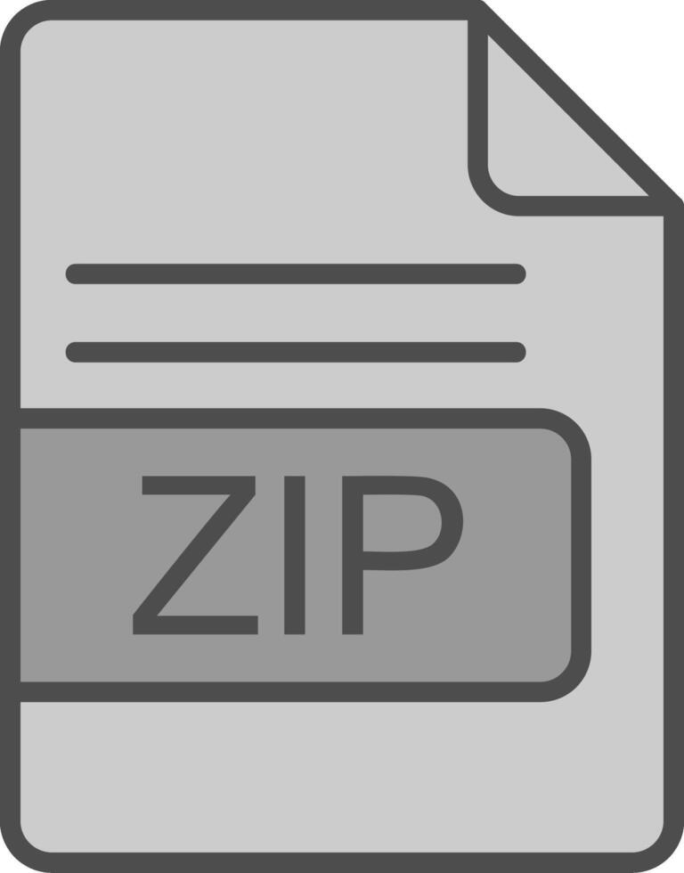 Zip *: français fichier format ligne rempli niveaux de gris icône conception vecteur