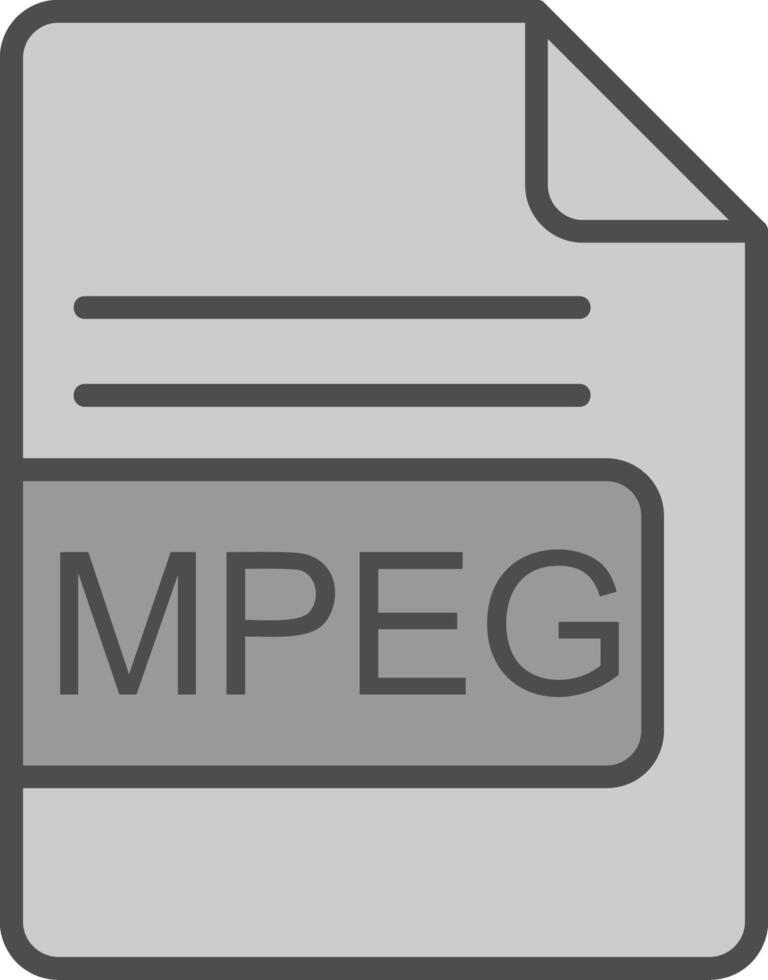 mpeg fichier format ligne rempli niveaux de gris icône conception vecteur