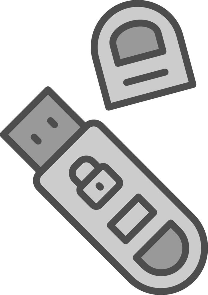 USB ligne rempli niveaux de gris icône conception vecteur