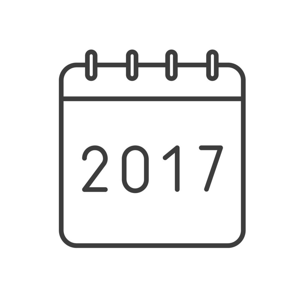 icône linéaire de calendrier nouvel an 2017. illustration de la ligne mince. symbole de contour. dessin de contour isolé de vecteur
