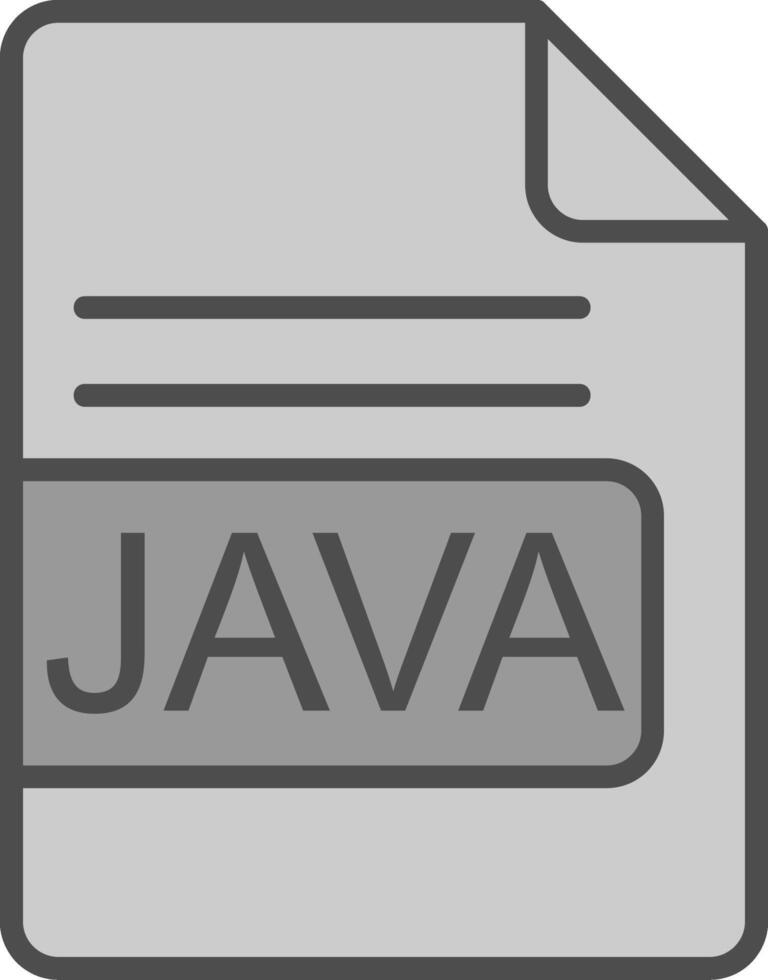 Java fichier format ligne rempli niveaux de gris icône conception vecteur