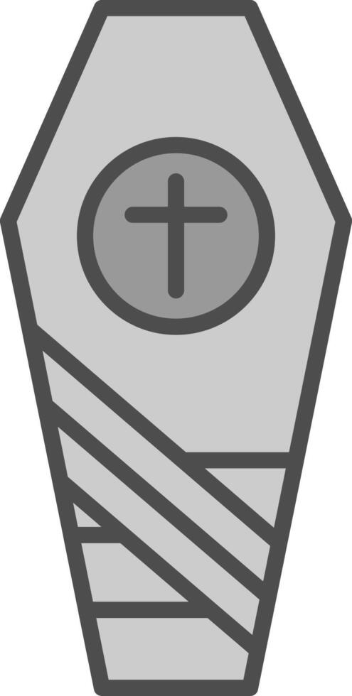 cercueil ligne rempli niveaux de gris icône conception vecteur