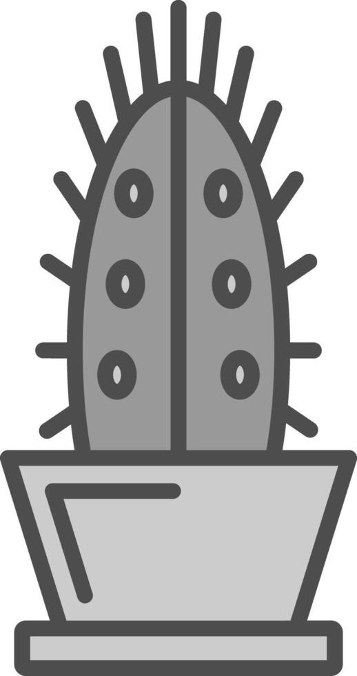 cactus ligne rempli niveaux de gris icône conception vecteur