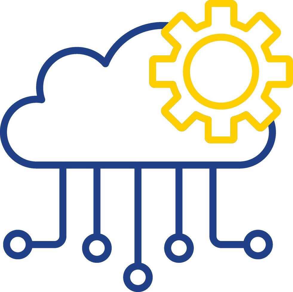 nuage l'informatique ligne deux Couleur icône conception vecteur