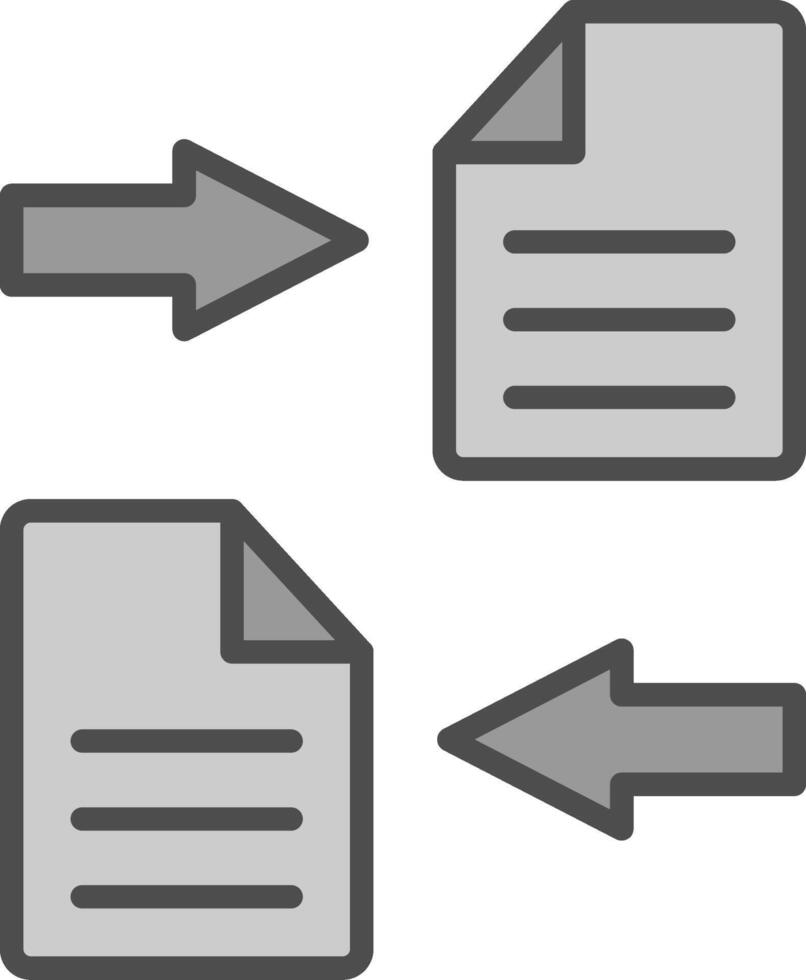 fichier partage ligne rempli niveaux de gris icône conception vecteur